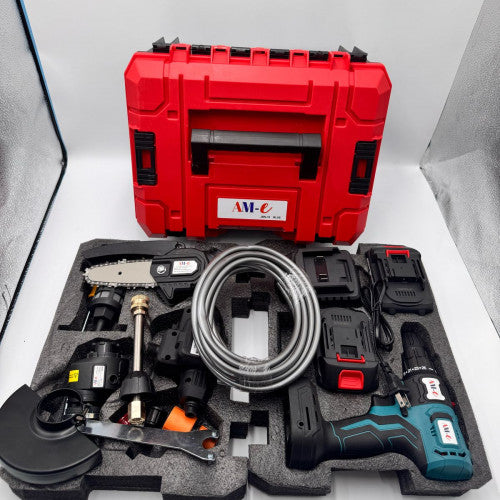 SET DE TALADROS 4 EN 1 Taladro,Hidrolavadora,Pulidora,Moto sierra